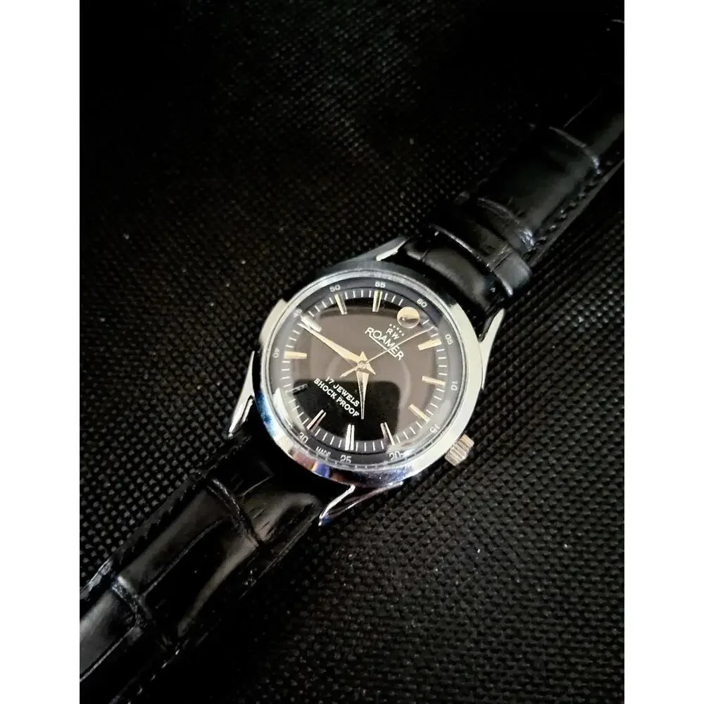 Vintage Roamer Men's Leather Mechanical Watch‎ RARE